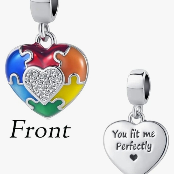 🧩🔹️ Autism Awareness Charm Necklace Puzzle Piece Enamel ASD Pendant 🧩 - Picture 4 of 10